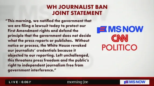 CNN, Politico and MS NOW sue Trump administration over White House ban