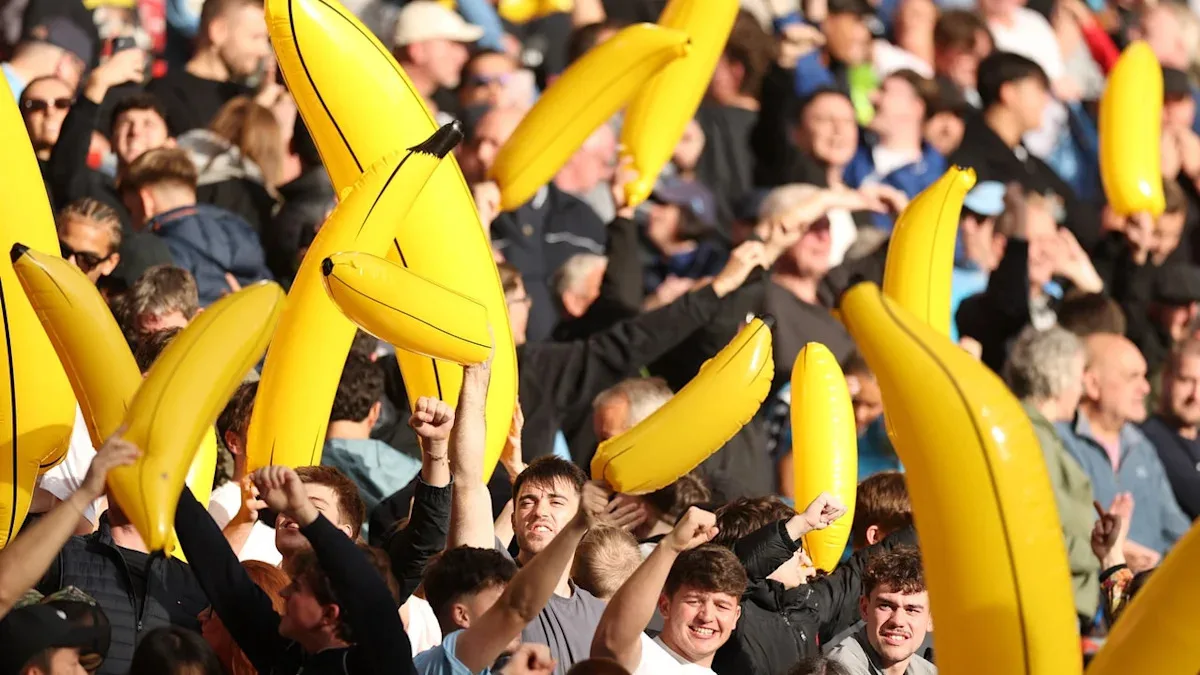 Man City fans wave inflatable bananas at Anfield in clash with Liverpool