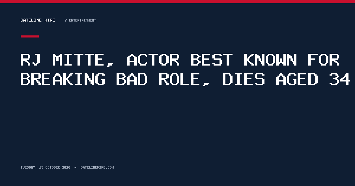RJ Mitte, actor best known for Breaking Bad role, dies aged 34